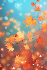 A blurred autumn, windy sky abstract background with bokeh glow, Illustration. AI generative