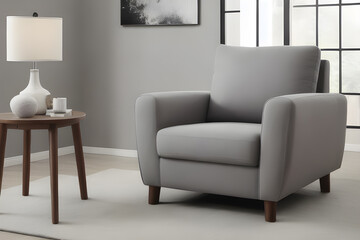 Beautiful armchairs in a minimalist interior 3D render.