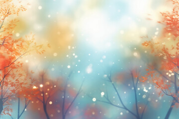 Fototapeta na wymiar A blurred autumn, windy sky abstract background with bokeh glow, Illustration. AI generative