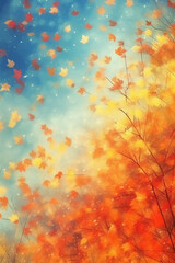 Obraz na płótnie Canvas A blurred autumn, windy sky abstract background with bokeh glow, Illustration. AI generative