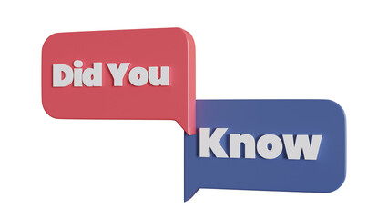 Did You Know on bubble speech sign or symbol icon 3d rendering