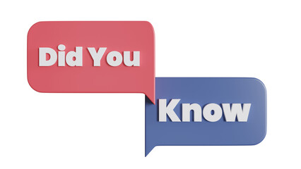 Did You Know on bubble speech sign or symbol icon 3d rendering