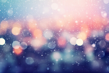 Fototapeta na wymiar A blurred winter, snowing sky abstract background with bokeh glow, Illustration. AI generative