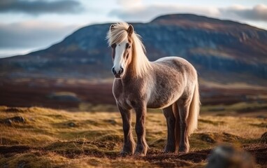 Fototapeta na wymiar The Icelandic horse is a breed of horse developed in Iceland