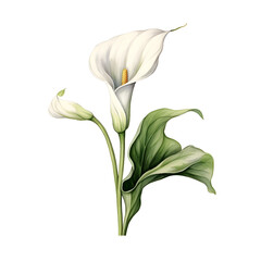 Fototapeta premium Beautiful water color calla lily flower png clip art png no background