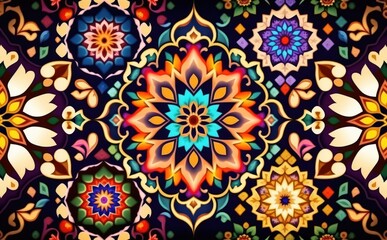 Seamless pattern with flowers islamic arabic background abstract islamic pattern with colorful