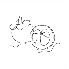 continuous line drawing of mangosteen fruit
