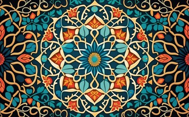 Seamless pattern with flowers islamic arabic background abstract islamic pattern with colorful