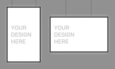 Black frame on gray background. Black boarder for design picture, presentation, mockup, photo, poster. Modern border. Vector illustration isolated on gray background