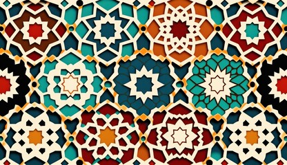 Colorful seamless pattern islamic background. Abstract ornament mosaic, texture and ceramic tiles