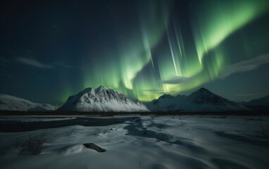 Fototapeta na wymiar Aurora Above the Arctic Mountains