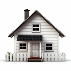 Illustration of a small two-story house isolated on white background. Typical European house design. Using conventional methods to build this house.
