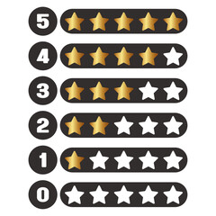 Feedback concept. five stars rating. A set of stars for rating. Vector stars. Rating, top.