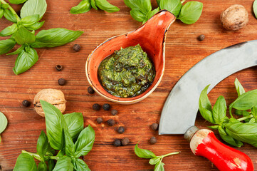 Basil pesto sauce.