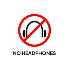Logos, labels or stickers prohibiting the use of headphones
