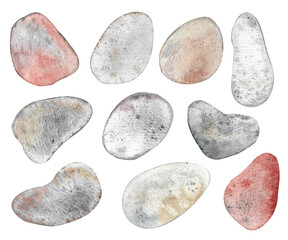 Collection of watercolor stones