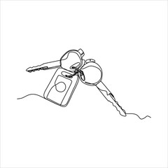 continuous line drawing of motorcycle ignition key