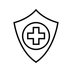 shield with medical symbol, health insurance icon vector