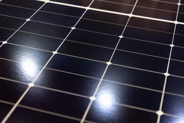 Black solar panel at the expo of modern technologies