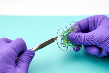 Working in a dental prosthesis laboratory