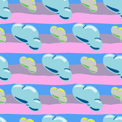 Simple clouds seamless pattern. Primitive art.