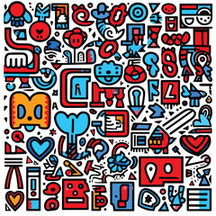 monster doodle background cartoon illustration pattern