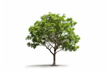 Lone Green Tree Standing Tall Against White Background generative AI