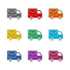 Post Truck Car icon isolated on white background. Set icons colorful