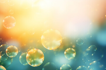 Bokeh background with golden lights. Summer backdrop. Ai generated