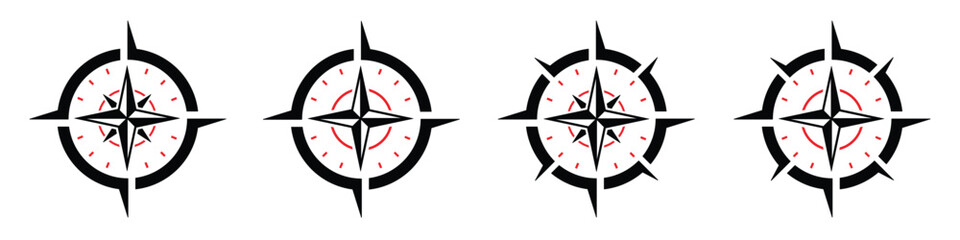 Compass logo icon set. Wind rose icon, Vector illustration