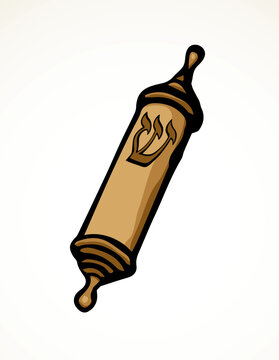 Vector drawing. Jewish box with torah. Mezuzah