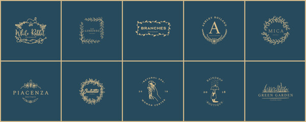Hand drawn logo pack, Logo pack, Minimal logo design, premade logo, elements, drawing, illustration, emblem