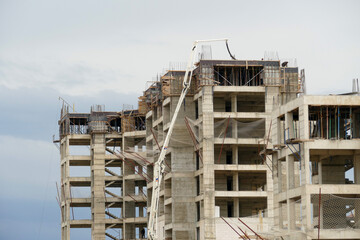 concrete mixer mortar machine pours concrete mortar to construction,