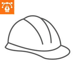 Helmet line icon, outline style icon for web site or mobile app, construction and building, hardhat vector icon, simple vector illustration, vector graphics with editable strokes.