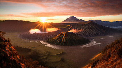 sunrise over the Bromo Mountains Indonesia