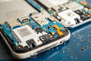 Repairing and upgrade mobile phone, electronic, computer hardware and technology concept.