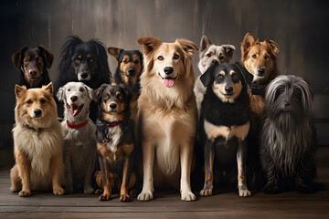 group of dogs breed looking at camera for picture ai generated art