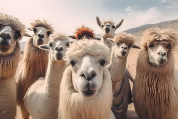 Photo sur Plexiglas Lama funny selfie lamas ai generated art