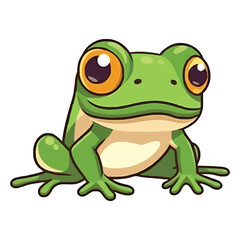 Obraz premium Enchanting Amphibian Charm: Enchanting 2D Illustration of a Playful Tree Frog