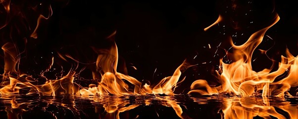 Close Up of Abstract Flames on Black Background Isolated. Generative AI illustrations