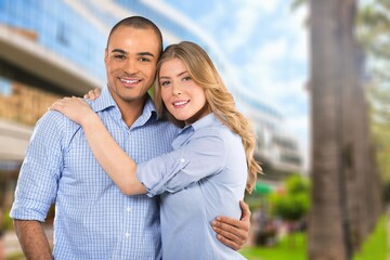 Obraz premium Happy beautiful couple travel have fun