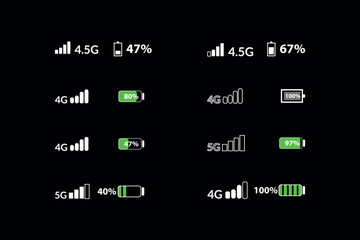 Status bar icon. Phone signal, battery icon.