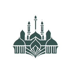 Modern mosque logo symbol or icon template, Mosque Leaf Creative Islamic logo design template, logo with a minimalist style.