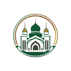 Modern mosque logo symbol or icon template, Mosque Leaf Creative Islamic logo design template, logo with a minimalist style.