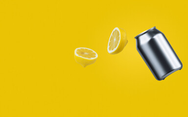 Obraz na płótnie Canvas Metal can for lemon soft drink