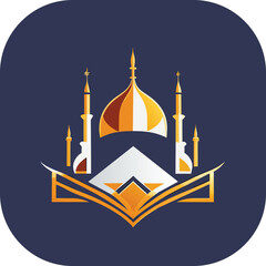 Modern mosque logo symbol or icon template, Mosque Leaf Creative Islamic logo design template, logo with a minimalist style.