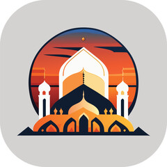 Modern mosque logo symbol or icon template, Mosque Leaf Creative Islamic logo design template, logo with a minimalist style.