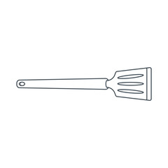 Dishes. Kitchen spatula for turning food. Line art.