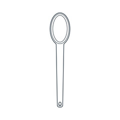 Dishes. A wooden ladle, a large spoon. Line art.
