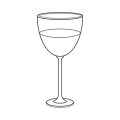 Dishes. A glass, cocktail, wineglass with a drink. Line art.